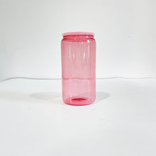 Load image into Gallery viewer, Jelly Sublimation Can Glass Cup, Jelly Glass Coffee Cup with Lid & Straw for Iced Coffee, 16oz