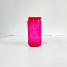 Load image into Gallery viewer, Jelly Sublimation Can Glass Cup, Jelly Glass Coffee Cup with Lid & Straw for Iced Coffee, 16oz