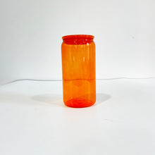 Load image into Gallery viewer, Jelly Sublimation Can Glass Cup, Jelly Glass Coffee Cup with Lid & Straw for Iced Coffee, 16oz