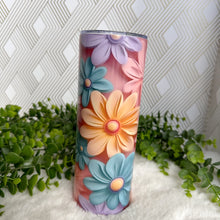 Load image into Gallery viewer, 3D Seamless Flowers Pastel Color Tumbler, Drinking Cups, Water Bottle Custom, Party Birthday Gift, 20oz Stainless Steel