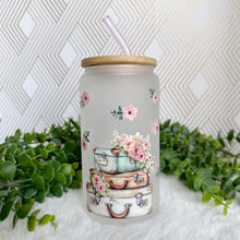 Load image into Gallery viewer, Torre Eiffel Glass Coffee Cup, Cute Paris Glass Iced Coffee Cup with Bamboo Lid and Straw, Iced Coffee Glass, Gift Friend, Aesthetic UV DTF