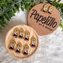 Load image into Gallery viewer, Charm Acrylic Gold for Bracelet, virgin of Chiquinquira Charm for Necklaces, Acrylic Charm Bracelet for Women, Gift Her.