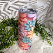 Load image into Gallery viewer, 3D Seamless Flowers Pastel Color Tumbler, Drinking Cups, Water Bottle Custom, Party Birthday Gift, 20oz Stainless Steel