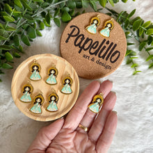 Load image into Gallery viewer, Charm Acrylic Gold for Bracelet, Virgin of the Divine Shepherdess Charm for Necklaces, Acrylic Charm Bracelet for Women, Gift Her.