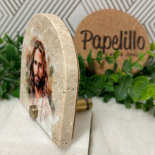 Load image into Gallery viewer, Personalized Baptism Gift Jesus, Arch Natural Travertine Stone Christening, Baptism Gifts for Goddaughter, Unique Baptism