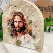 Load image into Gallery viewer, Personalized Baptism Gift Jesus, Arch Natural Travertine Stone Christening, Baptism Gifts for Goddaughter, Unique Baptism
