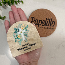 Load image into Gallery viewer, Personalized Baptism Gift, Arch Natural Travertine Stone Christening Gifts, Baptism Gifts for Goddaughter, Unique Baptism Gift Baby Idea