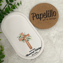 Load image into Gallery viewer, Eco Resine Oval Tray Virgin Mary | Handmade Vanity Tray | Jewelry Holder | Decorative Organizer | Modern Home Decor | Unique Christening Gift