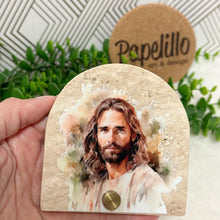 Load image into Gallery viewer, Personalized Baptism Gift Jesus, Arch Natural Travertine Stone Christening, Baptism Gifts for Goddaughter, Unique Baptism