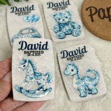 Load image into Gallery viewer, Custom Magnets Marble, Toile de Jouy Custom Baptism Gift, Personalized Fridge Magnets, Baptism Gift Personalized