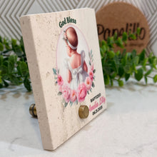 Load image into Gallery viewer, Personalized Baptism Gift Girl, Natural Travertine Stone Christening Gifts, Baptism Gifts for Goddaughter, Unique Baptism Gift Baby Idea