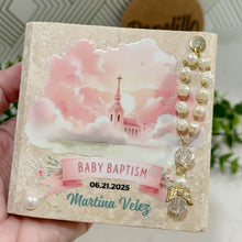 Load image into Gallery viewer, Personalized Baptism Gift Girl, Natural Travertine Stone Christening Gifts, Baptism Gifts for Goddaughter, Unique Baptism Gift Baby Idea