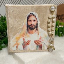 Load image into Gallery viewer, Personalized Baptism Gift Jesus, Natural Travertine Stone Christening Gifts, Baptism Gifts for Goddaughter, Unique Baptism Gift Baby Idea