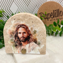 Load image into Gallery viewer, Personalized Baptism Gift Jesus, Arch Natural Travertine Stone Christening, Baptism Gifts for Goddaughter, Unique Baptism