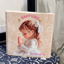 Load image into Gallery viewer, Personalized Baptism Gift Girl, Natural Travertine Stone Christening Gifts, Baptism Gifts for Goddaughter, Unique Baptism Gift Baby Idea