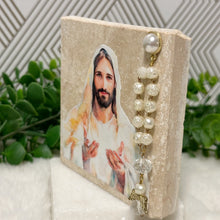 Load image into Gallery viewer, Personalized Baptism Gift Jesus, Natural Travertine Stone Christening Gifts, Baptism Gifts for Goddaughter, Unique Baptism Gift Baby Idea