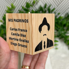 Load image into Gallery viewer, Baby Shower Favors, Handmade Wooden Candle Holder, Personalized Tealight Holder, Baptism Candle Favor, Confirmation, Jose Gregorio Hernandez