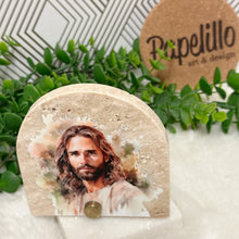Load image into Gallery viewer, Personalized Baptism Gift Jesus, Arch Natural Travertine Stone Christening, Baptism Gifts for Goddaughter, Unique Baptism