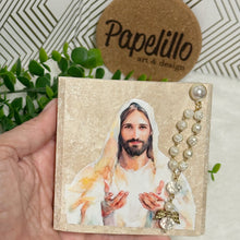 Load image into Gallery viewer, Personalized Baptism Gift Jesus, Natural Travertine Stone Christening Gifts, Baptism Gifts for Goddaughter, Unique Baptism Gift Baby Idea