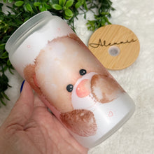 Load image into Gallery viewer, Bear Glass Coffee Cup, Cute Bear Glass Iced Coffee Cup with Bamboo Lid and Straw, Iced Coffee Glass, Gift for Friend, Coffee Aesthetic