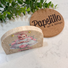 Load image into Gallery viewer, Personalized Baptism Gift Girl, Arch Natural Travertine Stone Christening Gifts, Baptism Gifts for Goddaughter, Unique Baptism Gift Baby Idea