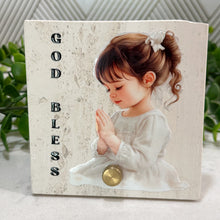 Load image into Gallery viewer, Personalized Baptism Gift Girl, Natural Travertine Stone Christening Gifts, Baptism Gifts for Goddaughter, Unique Baptism Gift Baby Idea