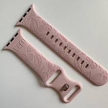 Load image into Gallery viewer, Personalized Leaves Leaf watch Band engraved watch Band Wildflower Personalized Watch Band Monogrammed Silicone Band engraved watch band