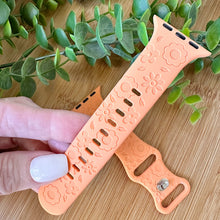 Load image into Gallery viewer, Floral watch Band engraved watch Band Personalized Women Flower Pattern Watch Band Monogrammed Silicone Band engraved watch band