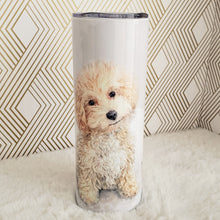 Load image into Gallery viewer, Dog Personalized Tumbler, Golden Dodle, Double Wall Insulated, Gift, Tumbler with Lid & Straw, Custom Tumbler