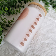 Load image into Gallery viewer, Boho Glass Coffee Cup, Boho Glass Iced Coffee Cup with Bamboo Lid and Straw, Iced Coffee Glass, Gift for Friend, Coffee Aesthetic 16oz