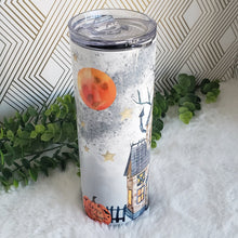 Load image into Gallery viewer, Halloween Skinny Tumbler, Stainless Steel, Drinking Cups, Personalized Travel Mug, Halloween Party Favors, Spooky Vibes 20oz