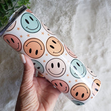 Load image into Gallery viewer, Retro Happy Smile Face Tumbler, Insulated Cup, Drinking Cups Personalized, Groovy Party Custom 20oz Tumbler Hot Cold Drinks, Stainless Steel