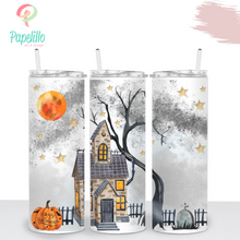 Load image into Gallery viewer, Halloween Skinny Tumbler, Stainless Steel, Drinking Cups, Personalized Travel Mug, Halloween Party Favors, Spooky Vibes 20oz