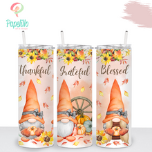 Load image into Gallery viewer, Fall Gnome Tumbler, Thanksgiving Tumbler, Pumpkin Drinking Cups With Straw, Personalized Party Thanksgiving 20oz
