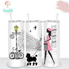 Load image into Gallery viewer, Shabby Chic Vintage Paris Sublimation Tumbler Stainless Steel 20oz