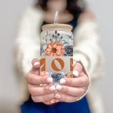 Load image into Gallery viewer, Personalized Mama Glass Coffee Cup, MOM Glass Iced Coffee Cup with Bamboo Lid and Straw, Iced Coffee Glass, Gift Friend, Coffee Aesthetic 16oz