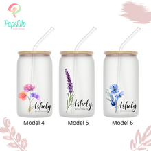 Load image into Gallery viewer, Bridesmaid Proposal, Future Mrs, Customized Glass Tumbler, Frosted Glass Tumbler, Bamboo Lid Coffee Cup, Maid Of Honor Gift 16oz
