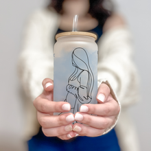 Load image into Gallery viewer, It's a Boy Coffee Cup, Pregnant Glass Iced Coffee Cup with Bamboo Lid and Straw, Iced Coffee Glass, Gift for Friend, Coffee Aesthetic