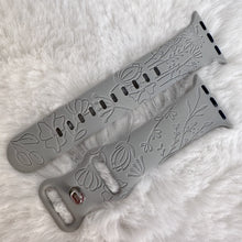 Load image into Gallery viewer, Wildflower watch Band engraved watch Band Personalized Wildflower Watch Band Monogrammed Silicone Band engraved watch band