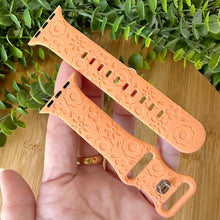 Load image into Gallery viewer, Floral watch Band engraved watch Band Personalized Women Flower Pattern Watch Band Monogrammed Silicone Band engraved watch band