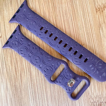 Load image into Gallery viewer, Happy Face watch Band engraved watch Band Personalized Retro Groovy Watch Band Monogrammed Silicone Band engraved watch band