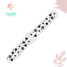 Load image into Gallery viewer, Floral watch Band engraved watch Band Personalized Women Flower Pattern Watch Band Monogrammed Silicone Band engraved watch band