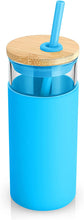 Load image into Gallery viewer, Engraved Custom Glass Tumbler with Bamboo Lid and Straw, Silicone Sleeve, Gift for Her, Bridesmaid Gift, 20oz, Personalized Water Bottle