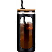 Load image into Gallery viewer, Engraved Custom Glass Tumbler with Bamboo Lid and Straw, Silicone Sleeve, Gift for Her, Bridesmaid Gift, 20oz, Personalized Water Bottle