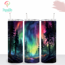 Load image into Gallery viewer, Watercolor Northern Lights Tumbler, Drinking Cups, Water Bottle Custom, Party Birthday Gift, 20oz Stainless Steel
