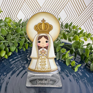 Custom Acrylic Stand Virgin of the Valley, Personalized Centerpiece, Baptism, Gift Personalized