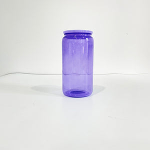 Jelly Sublimation Can Glass Cup, Jelly Glass Coffee Cup with Lid & Straw for Iced Coffee, 16oz