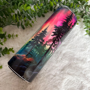 Watercolor Northern Lights Tumbler, Drinking Cups, Water Bottle Custom, Party Birthday Gift, 20oz Stainless Steel