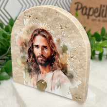 Load image into Gallery viewer, Personalized Baptism Gift Jesus, Arch Natural Travertine Stone Christening, Baptism Gifts for Goddaughter, Unique Baptism
