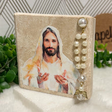 Load image into Gallery viewer, Personalized Baptism Gift Jesus, Natural Travertine Stone Christening Gifts, Baptism Gifts for Goddaughter, Unique Baptism Gift Baby Idea
